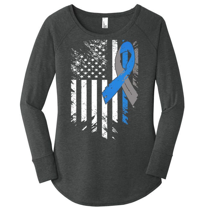 Support USA Flag Diabetes Type 1 Awareness Family Women's Perfect Tri Tunic Long Sleeve Shirt