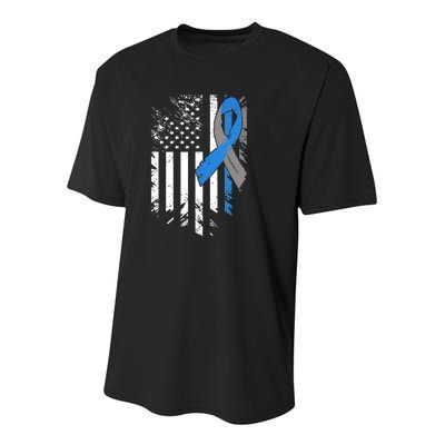 Support USA Flag Diabetes Type 1 Awareness Family Youth Performance Sprint T-Shirt