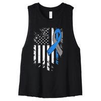 Support USA Flag Diabetes Type 1 Awareness Family Women's Racerback Cropped Tank