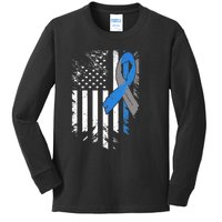 Support USA Flag Diabetes Type 1 Awareness Family Kids Long Sleeve Shirt