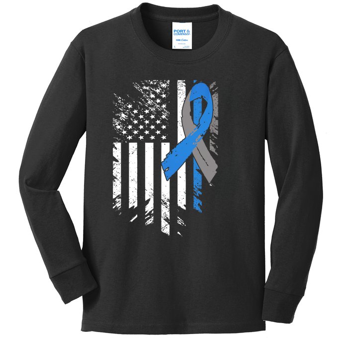 Support USA Flag Diabetes Type 1 Awareness Family Kids Long Sleeve Shirt