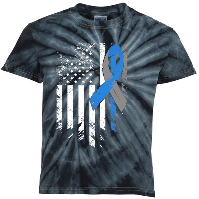 Support USA Flag Diabetes Type 1 Awareness Family Kids Tie-Dye T-Shirt