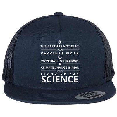 Stand Up For Science Quote Flat Bill Trucker Hat