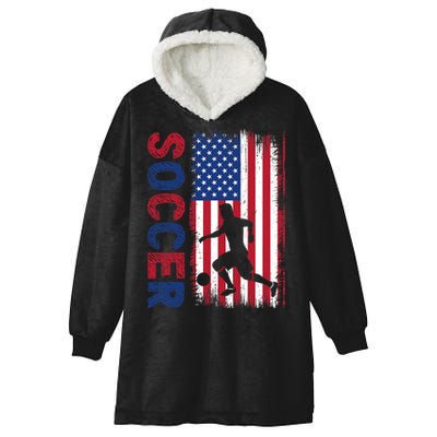 Soccer Usa Flag For Soccer Lover Gift Hooded Wearable Blanket