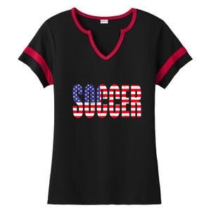 Soccer USA Flag For Soccer Lover Man Woman Ladies Halftime Notch Neck Tee