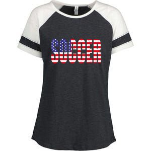 Soccer USA Flag For Soccer Lover Man Woman Enza Ladies Jersey Colorblock Tee