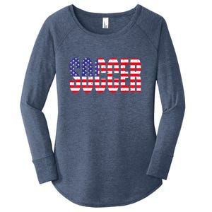 Soccer USA Flag For Soccer Lover Man Woman Women's Perfect Tri Tunic Long Sleeve Shirt