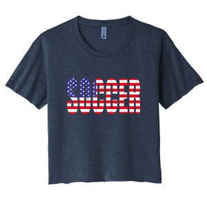 Soccer USA Flag For Soccer Lover Man Woman Women's Crop Top Tee