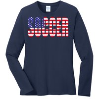 Soccer USA Flag For Soccer Lover Man Woman Ladies Long Sleeve Shirt