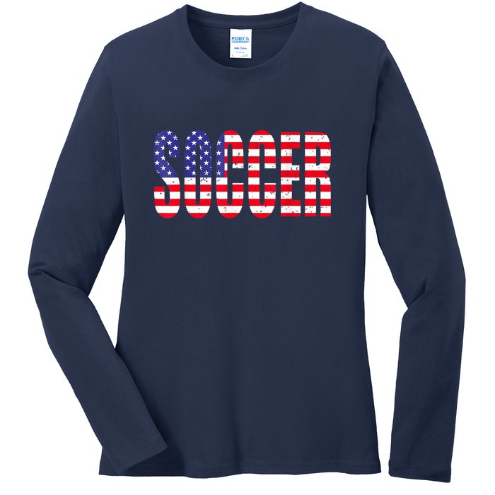 Soccer USA Flag For Soccer Lover Man Woman Ladies Long Sleeve Shirt