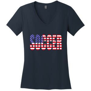 Soccer USA Flag For Soccer Lover Man Woman Women's V-Neck T-Shirt