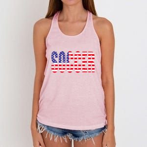 Soccer USA Flag For Soccer Lover Man Woman Women's Knotted Racerback Tank