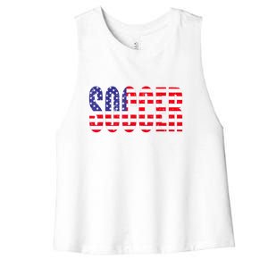 Soccer USA Flag For Soccer Lover Man Woman Women's Racerback Cropped Tank