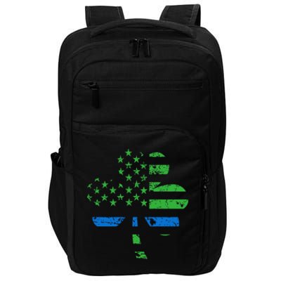 Shamrock Usa Flag Thin Blue Line Police St Patricks Day Gift Impact Tech Backpack