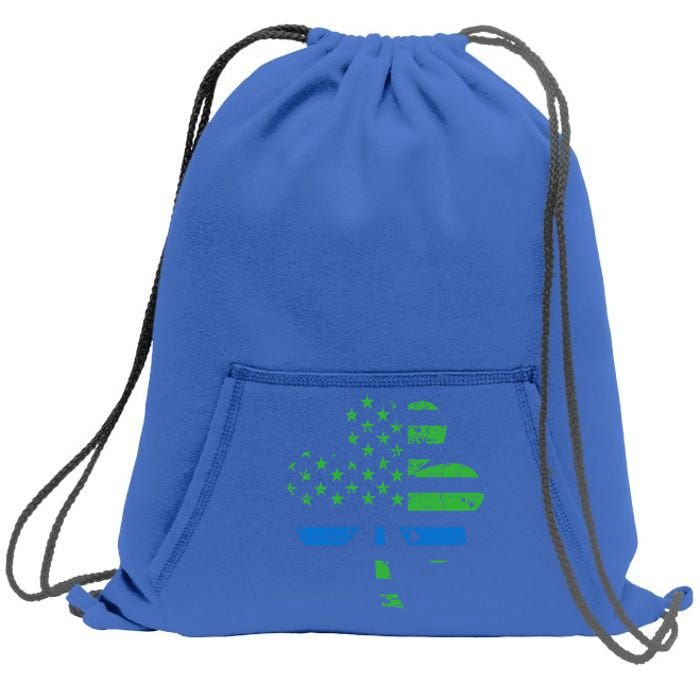 Shamrock Usa Flag Thin Blue Line Police St Patricks Day Gift Sweatshirt Cinch Pack Bag