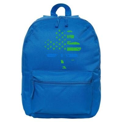 Shamrock Usa Flag Thin Blue Line Police St Patricks Day Gift 16 in Basic Backpack