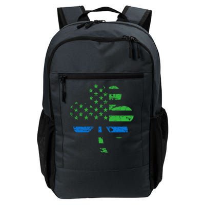 Shamrock Usa Flag Thin Blue Line Police St Patricks Day Gift Daily Commute Backpack