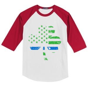 Shamrock Usa Flag Thin Blue Line Police St Patricks Day Gift Kids Colorblock Raglan Jersey