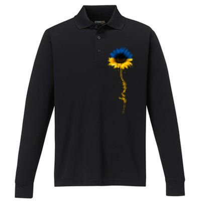 Sunflower Ukrainian Flag Tee I Stand With Ukraine Peace Meaningful Gift Performance Long Sleeve Polo