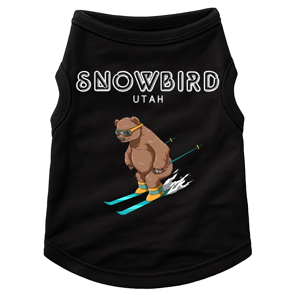 Snowbird Utah Funny Ski Grizzly Bear Gift Doggie Tank