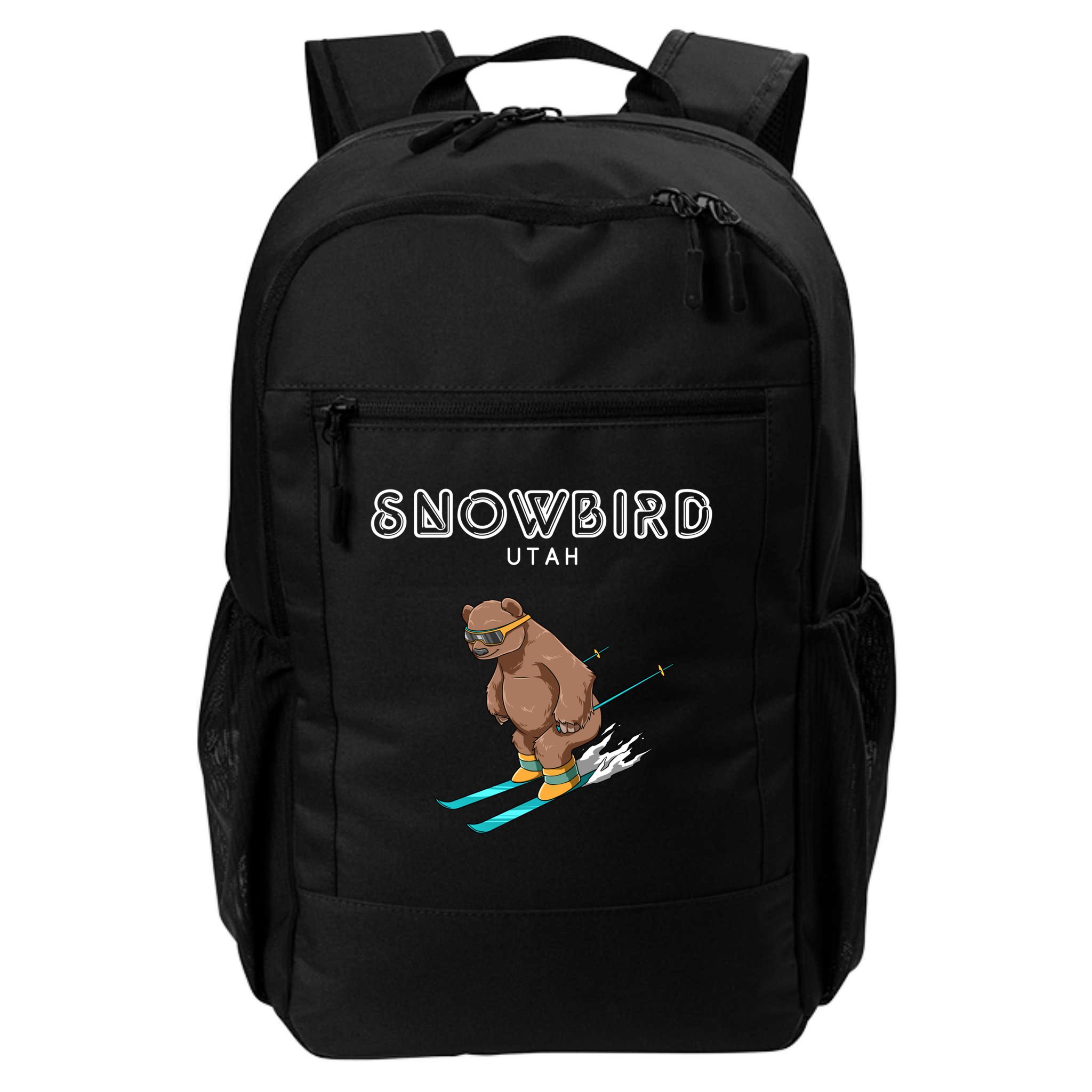 Snowbird Utah Funny Ski Grizzly Bear Gift Backpack