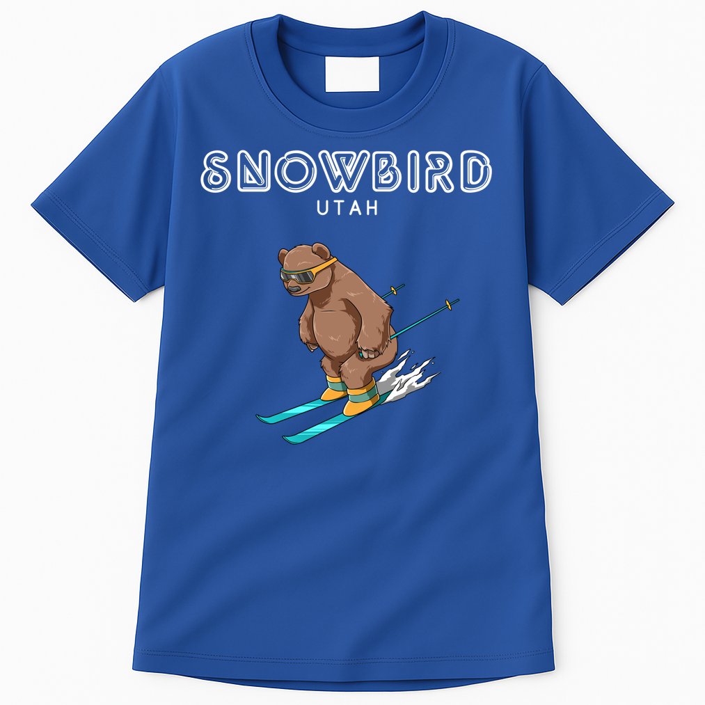 Snowbird Utah Funny Ski Grizzly Bear Gift Tall T-Shirt