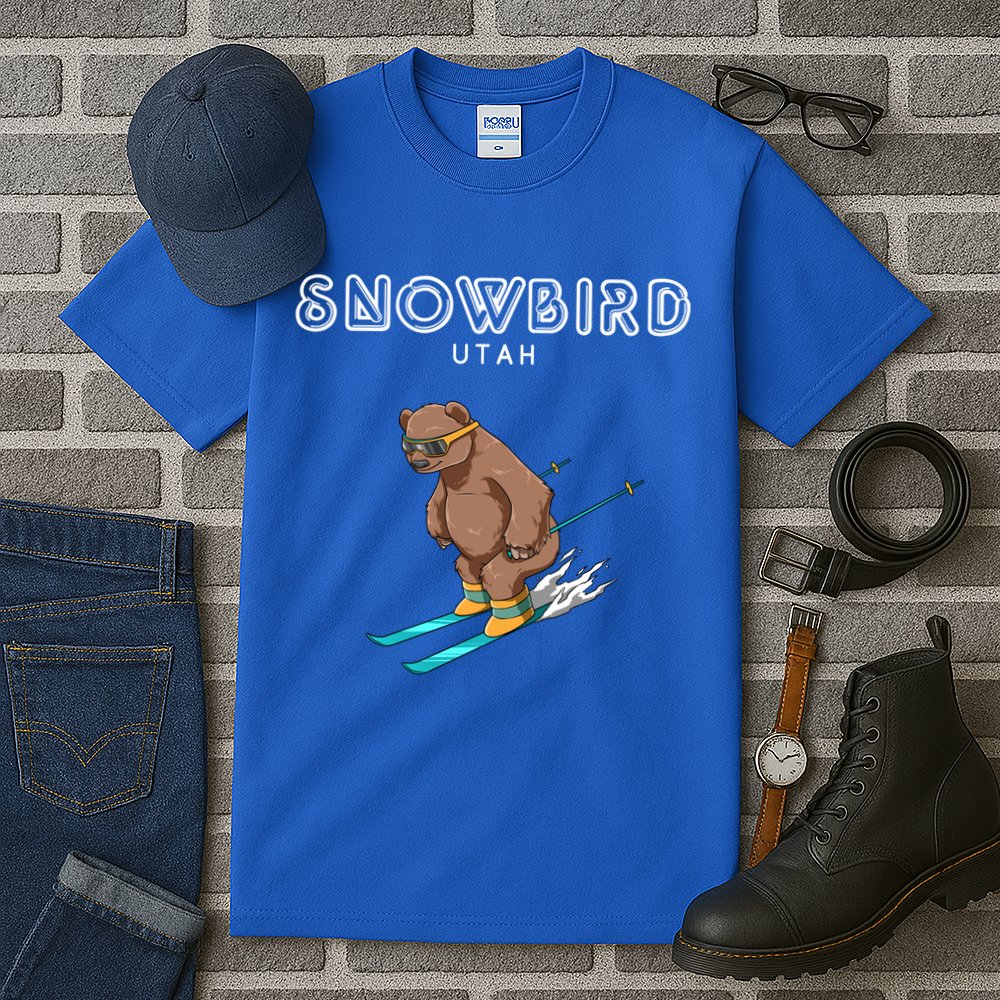 Snowbird Utah Funny Ski Grizzly Bear Gift Tall T-Shirt
