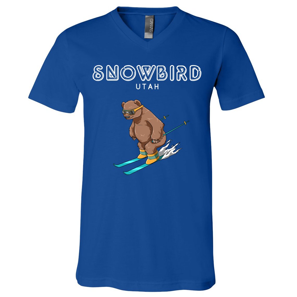 Snowbird Utah Funny Ski Grizzly Bear Gift V-Neck T-Shirt
