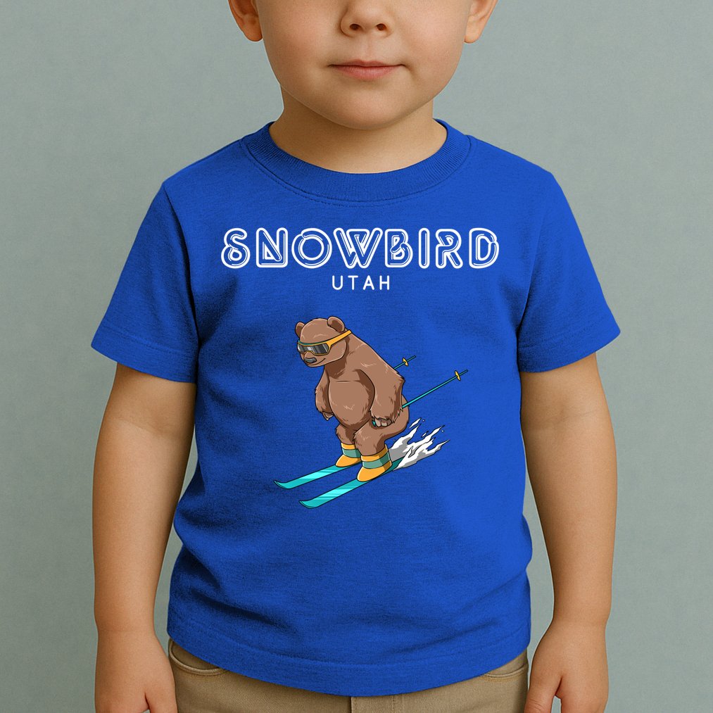 Snowbird Utah Funny Ski Grizzly Bear Gift Toddler T-Shirt