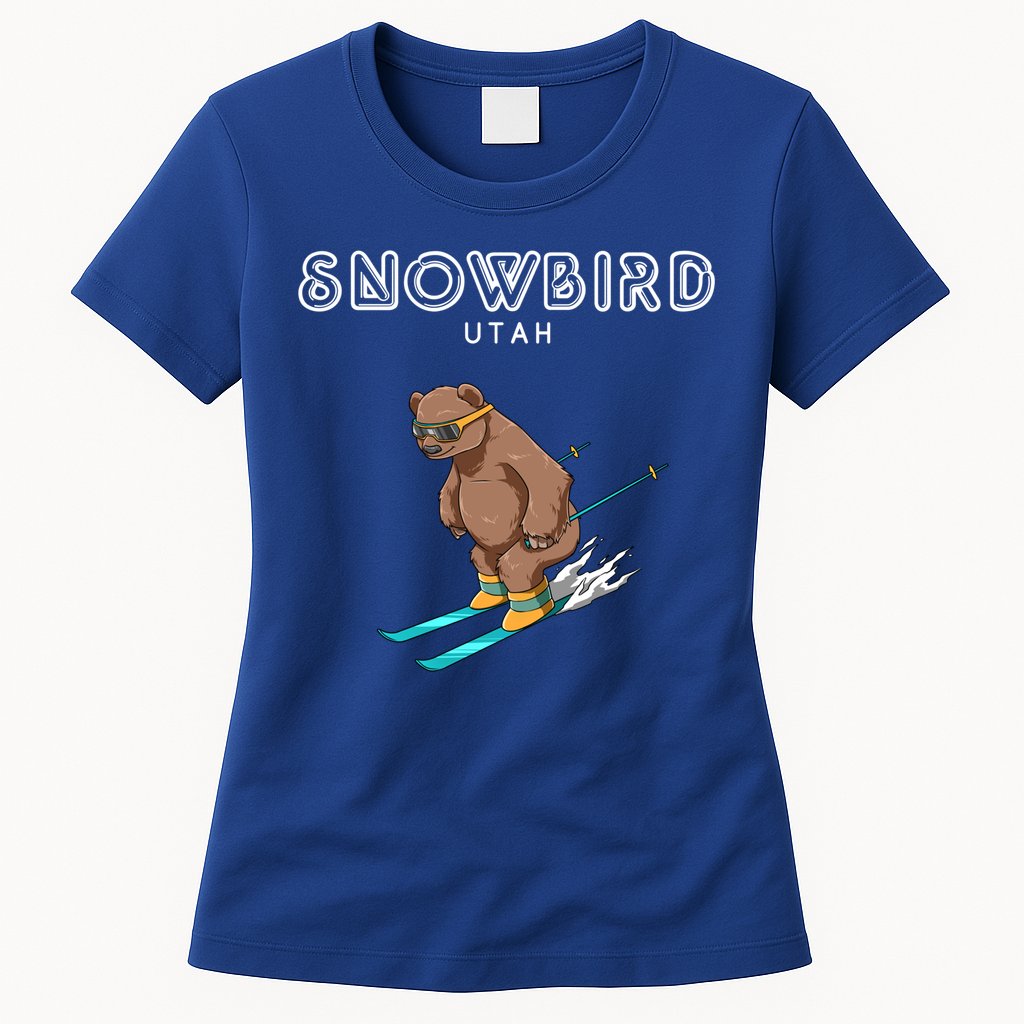 Snowbird Utah Funny Ski Grizzly Bear Gift Womens T-Shirt