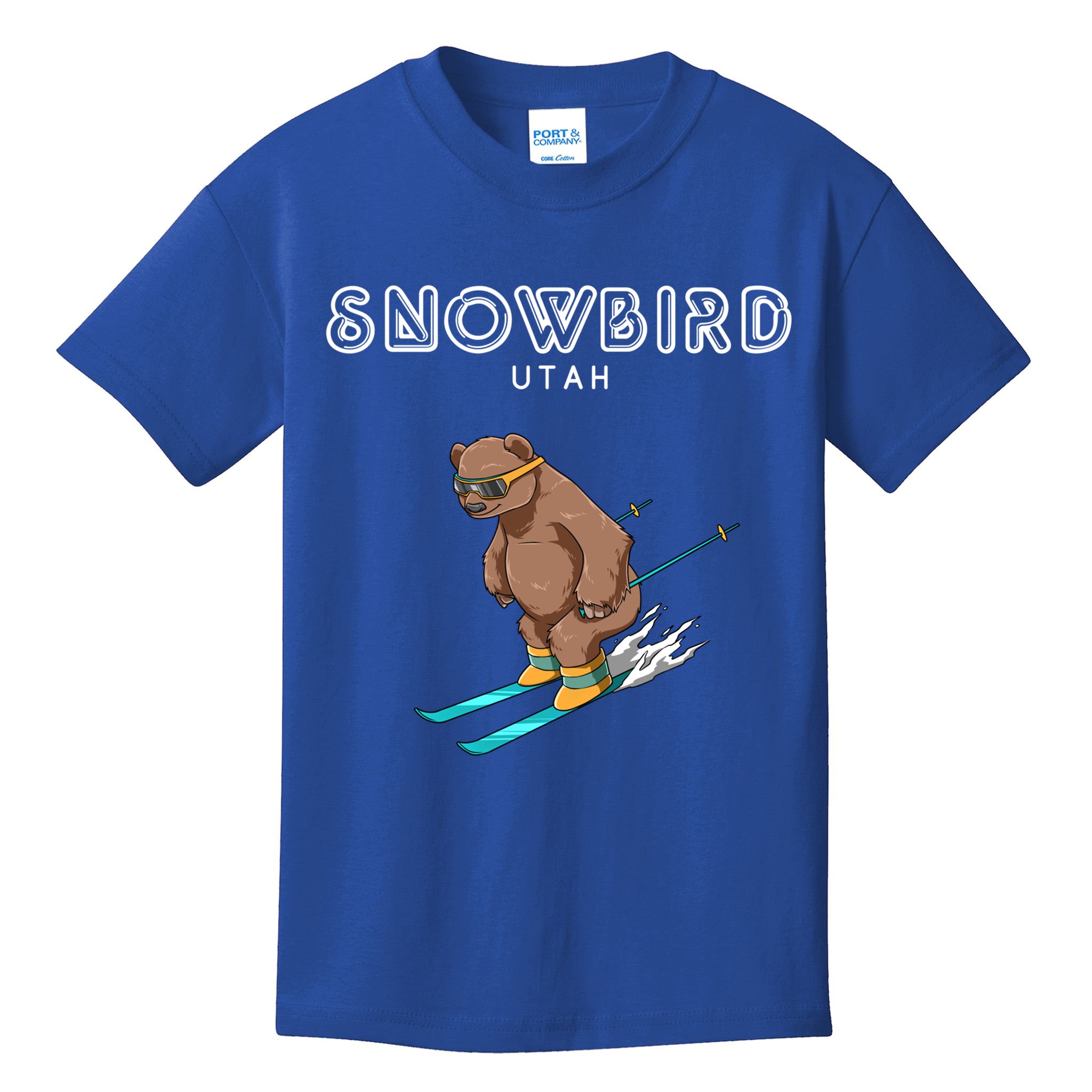 Snowbird Utah Funny Ski Grizzly Bear Gift Kids T-Shirt