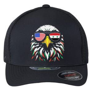 Syria Usa Flag Half Syrian American Patriotic Eagle Flexfit Unipanel Trucker Cap