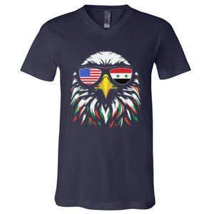 Syria Usa Flag Half Syrian American Patriotic Eagle V-Neck T-Shirt