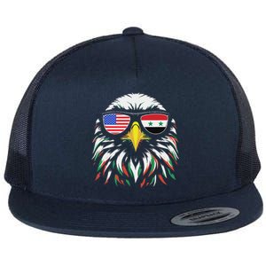 Syria Usa Flag Half Syrian American Patriotic Eagle Flat Bill Trucker Hat