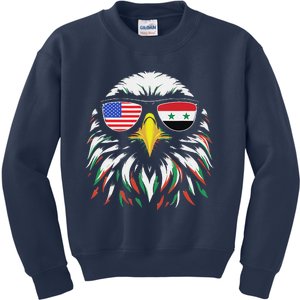 Syria Usa Flag Half Syrian American Patriotic Eagle Kids Sweatshirt