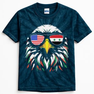 Syria Usa Flag Half Syrian American Patriotic Eagle Kids Tie-Dye T-Shirt