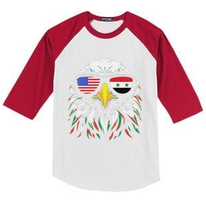 Syria Usa Flag Half Syrian American Patriotic Eagle Kids Colorblock Raglan Jersey