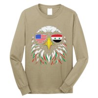 Syria Usa Flag Half Syrian American Patriotic Eagle Long Sleeve Shirt