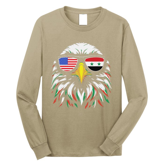 Syria Usa Flag Half Syrian American Patriotic Eagle Long Sleeve Shirt