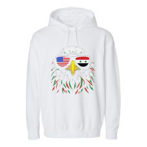 Syria Usa Flag Half Syrian American Patriotic Eagle Garment-Dyed Fleece Hoodie