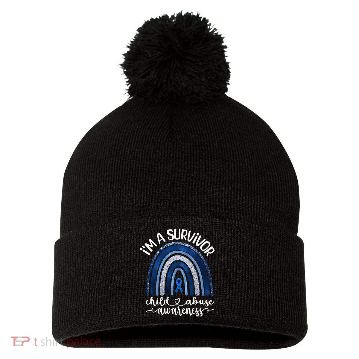 Stand Up For Children Child Abuse Awareness And Prevention Pom Pom 12in Knit Beanie