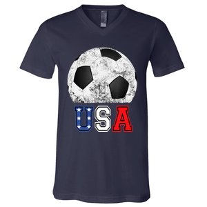 Soccer USA Football Soccer Ball V-Neck T-Shirt