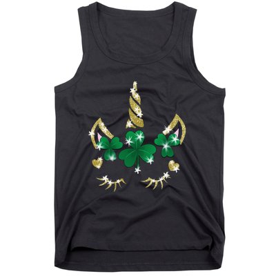 Sarcastic Unicorn Face Print Cute Saint Patrick's Day Tank Top