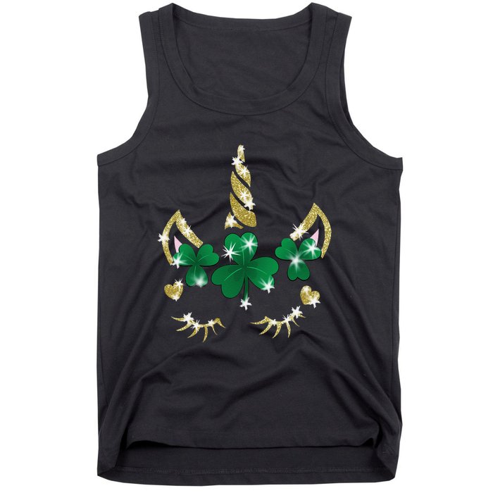 Sarcastic Unicorn Face Print Cute Saint Patrick's Day Tank Top