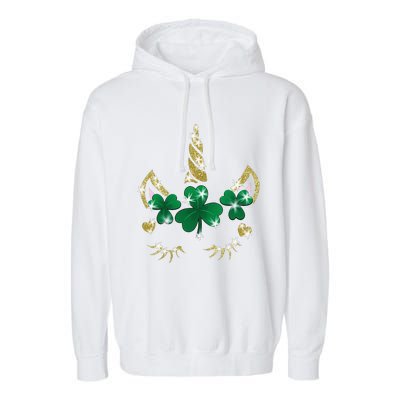 Sarcastic Unicorn Face Print Cute Saint Patrick's Day Garment-Dyed Fleece Hoodie