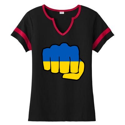 Support Ukraine Flag Fist Ladies Halftime Notch Neck Tee