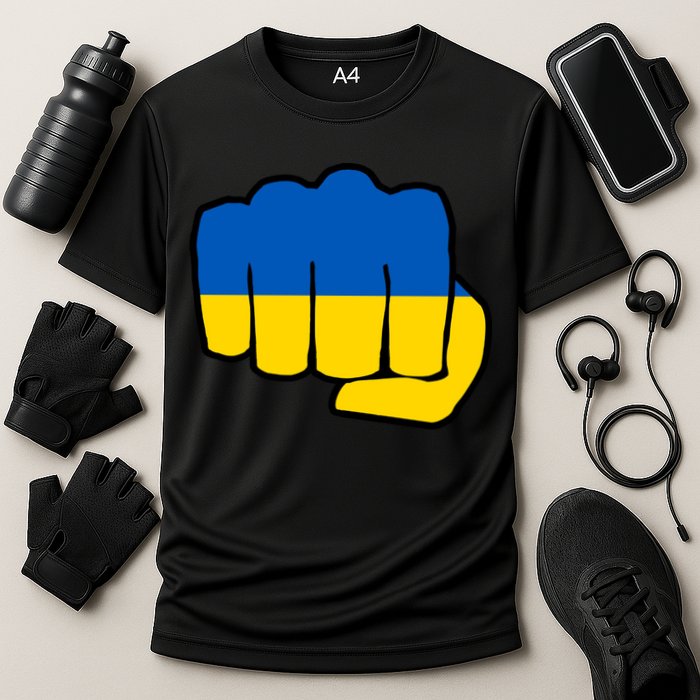 Support Ukraine Flag Fist Cooling Performance Crew T-Shirt