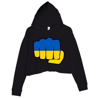 Support Ukraine Flag Fist Crop Fleece Hoodie