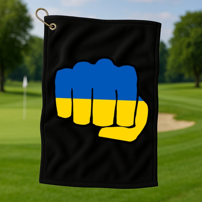 Support Ukraine Flag Fist Golf Towel