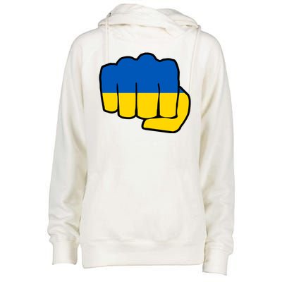 Support Ukraine Flag Fist Womens Funnel Neck Pullover Hood